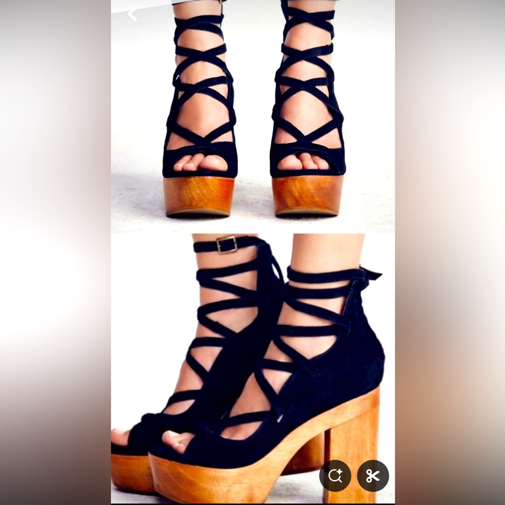 Women's Black Free people x Jeffery Campbell “Bella” Strappy Platform Sandals